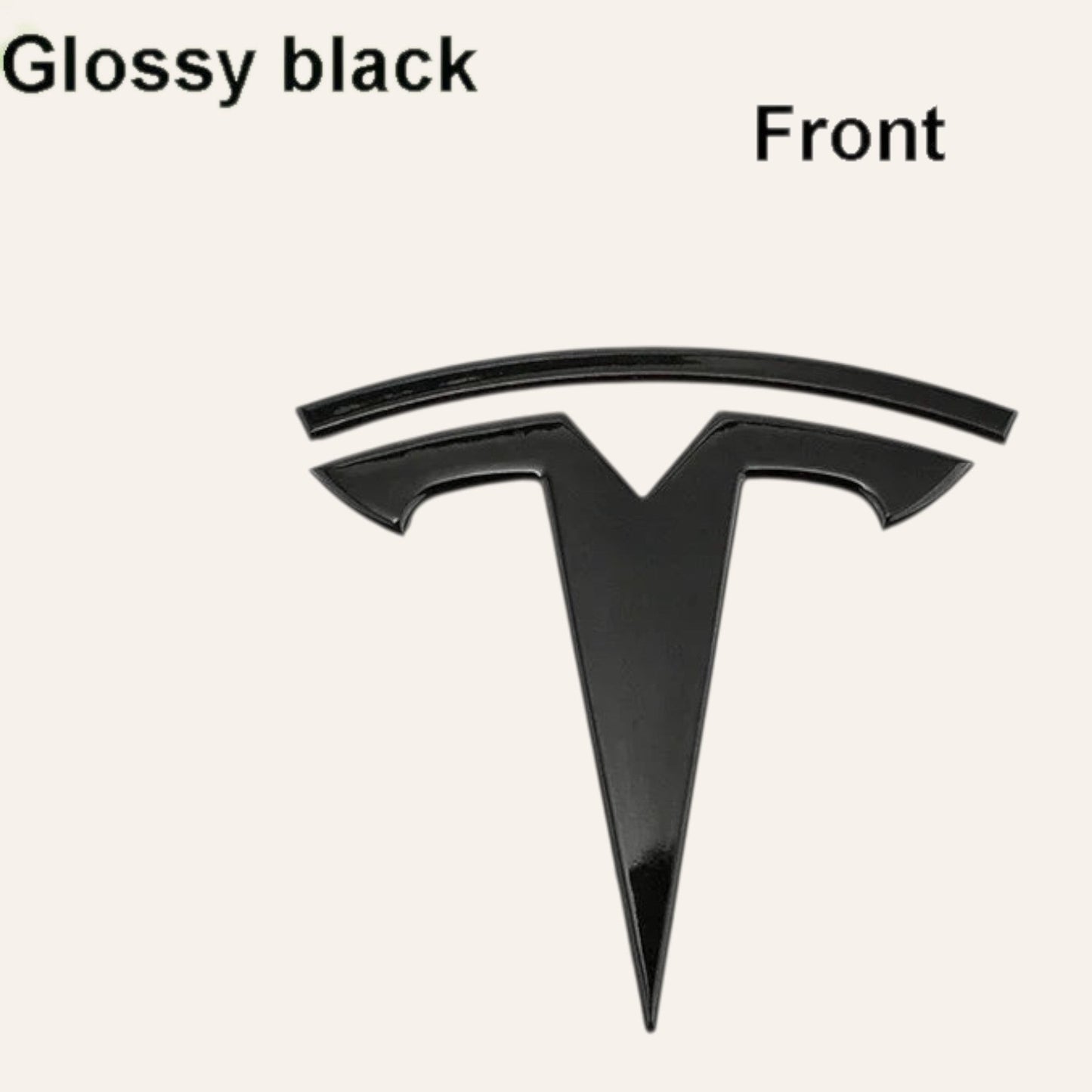 Elevate Automotive glossy black ABS Tesla emblem badge upgrade for Model 3 & Y front or rear.