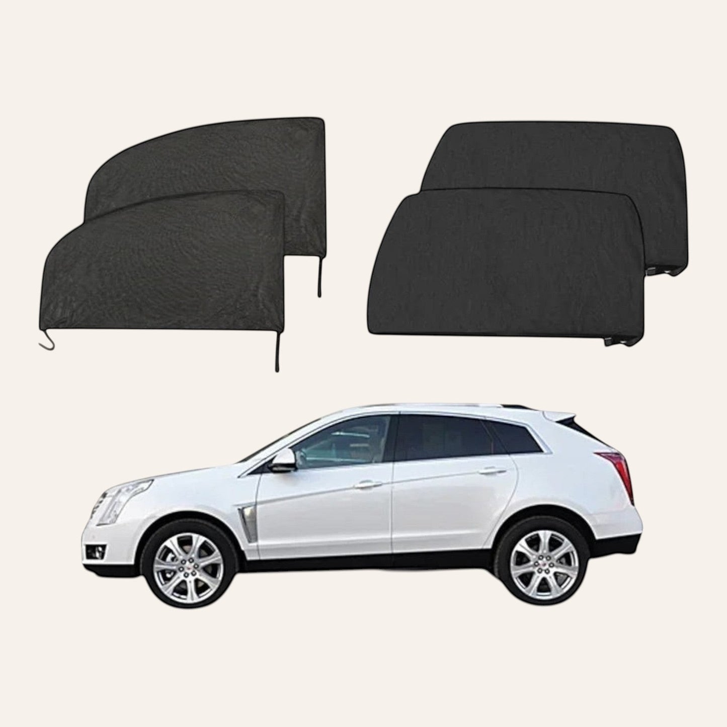Elevate Automotive set of 4 black mesh car window shades for UV protection and privacy. Universal fit.