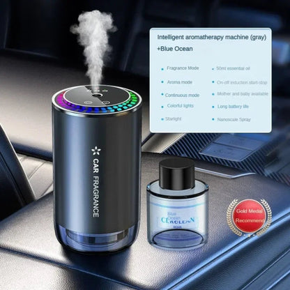 Elevate Automotive car aromatherapy diffuser with LED starlight projection and blue ocean scent.