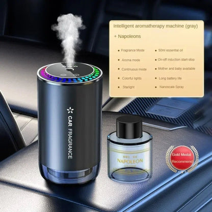 Elevate Automotive car aromatherapy diffuser with LED starlight projection and colorful lights, USB-powered.