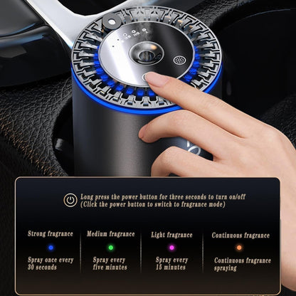Elevate Automotive car aromatherapy diffuser with LED star projection and adjustable settings, USB-powered.