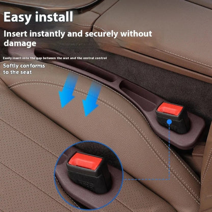 Elevate Automotive brown leather car seat gap organizer with built-in pockets and a non-slip base.