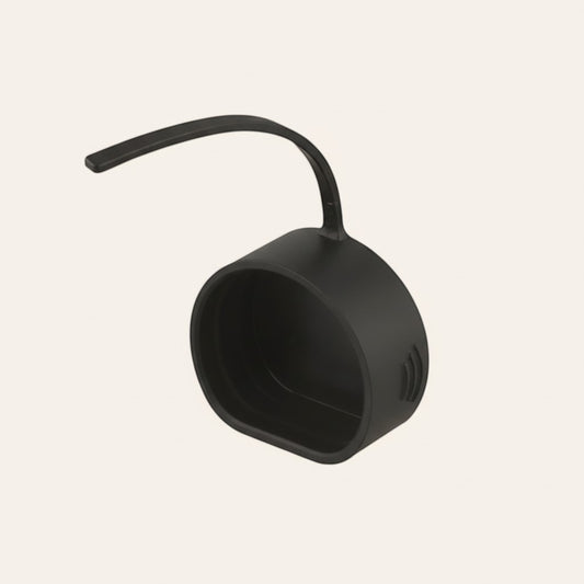 Elevate Automotive black rubber EV charging port dust cap, protects against debris and moisture.