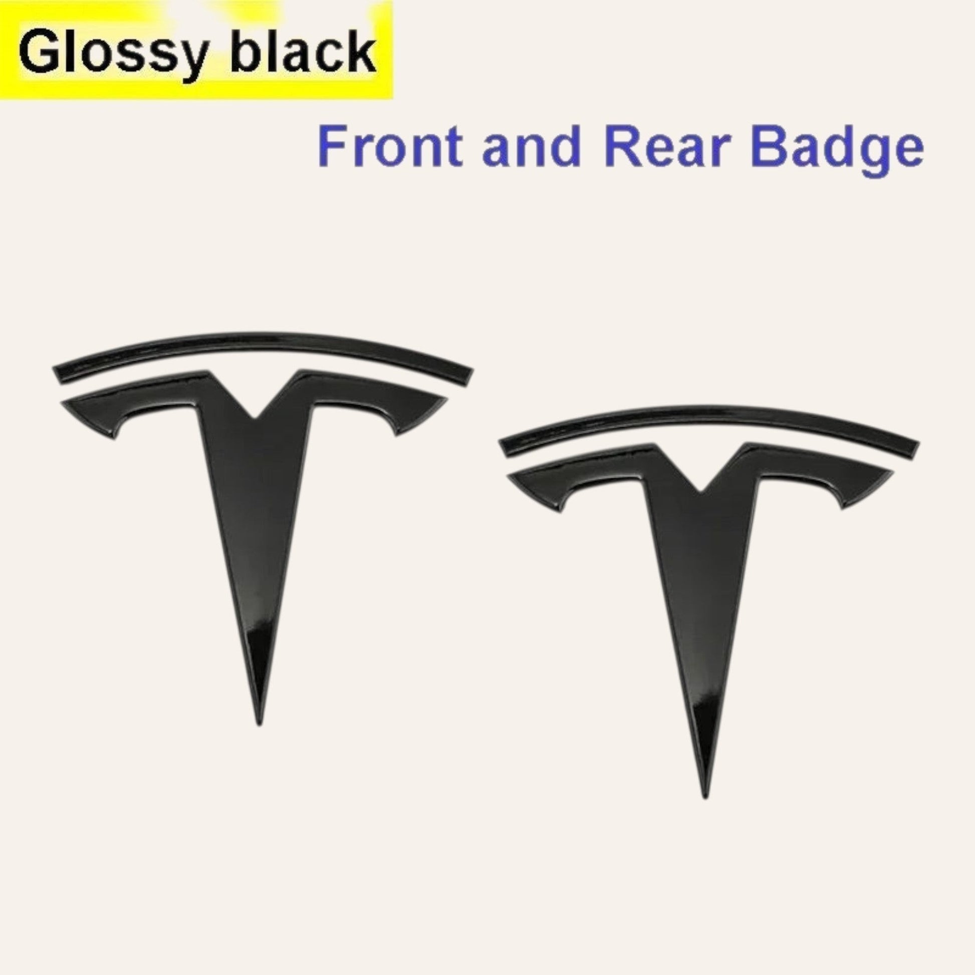 Elevate Automotive glossy black ABS Tesla emblems for Model 3 & Y. Set of 2.