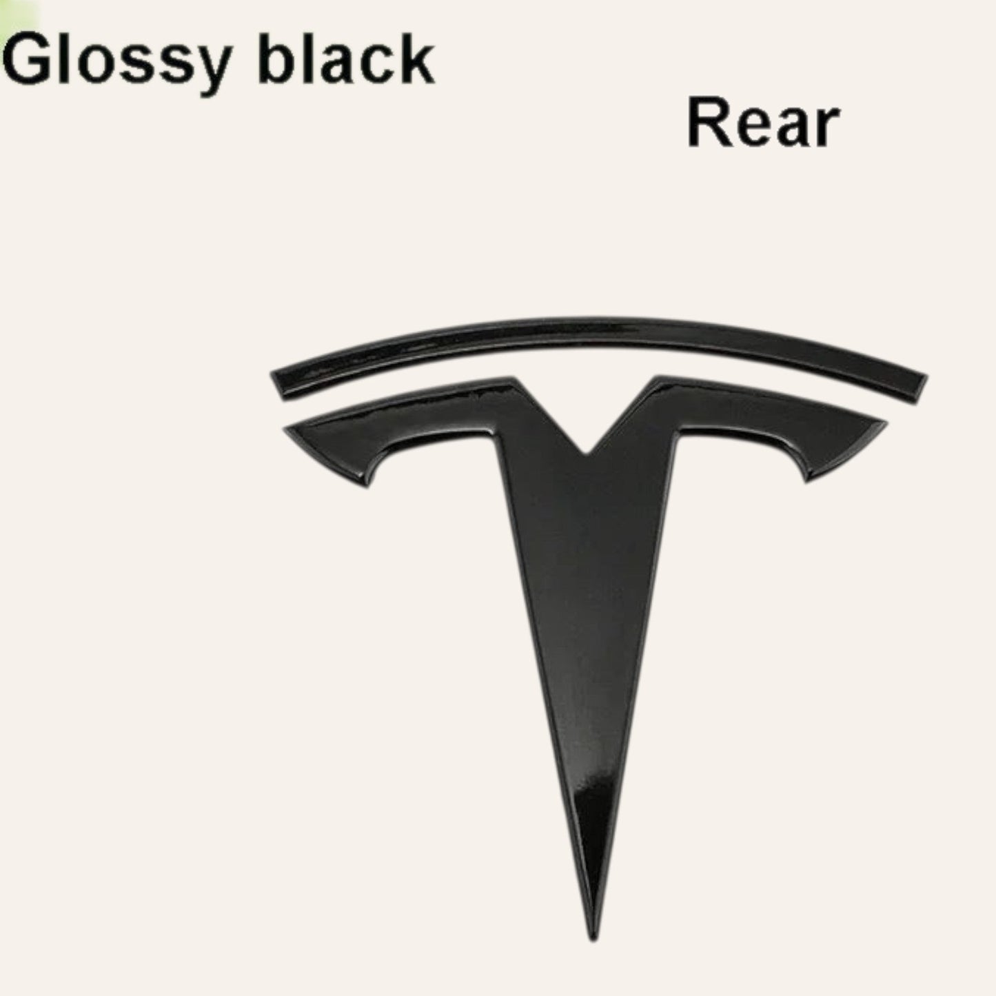 Elevate Automotive glossy black ABS Tesla emblem badge for Model 3 & Y rear.