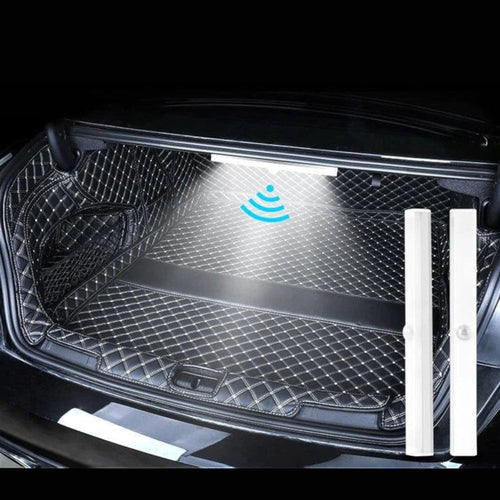 Elevate Automotive magnetic LED trunk light, white, compact, rechargeable, ideal for camping and emergencies.