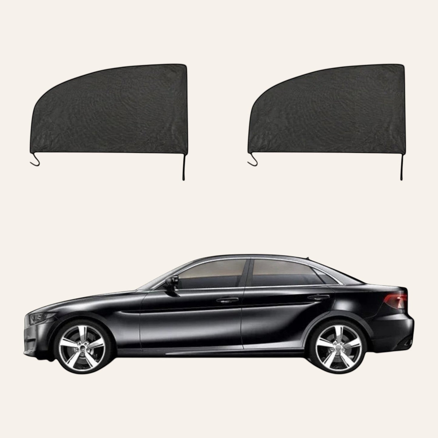 Elevate Automotive set of 4 black mesh car window shades for privacy and UV protection.