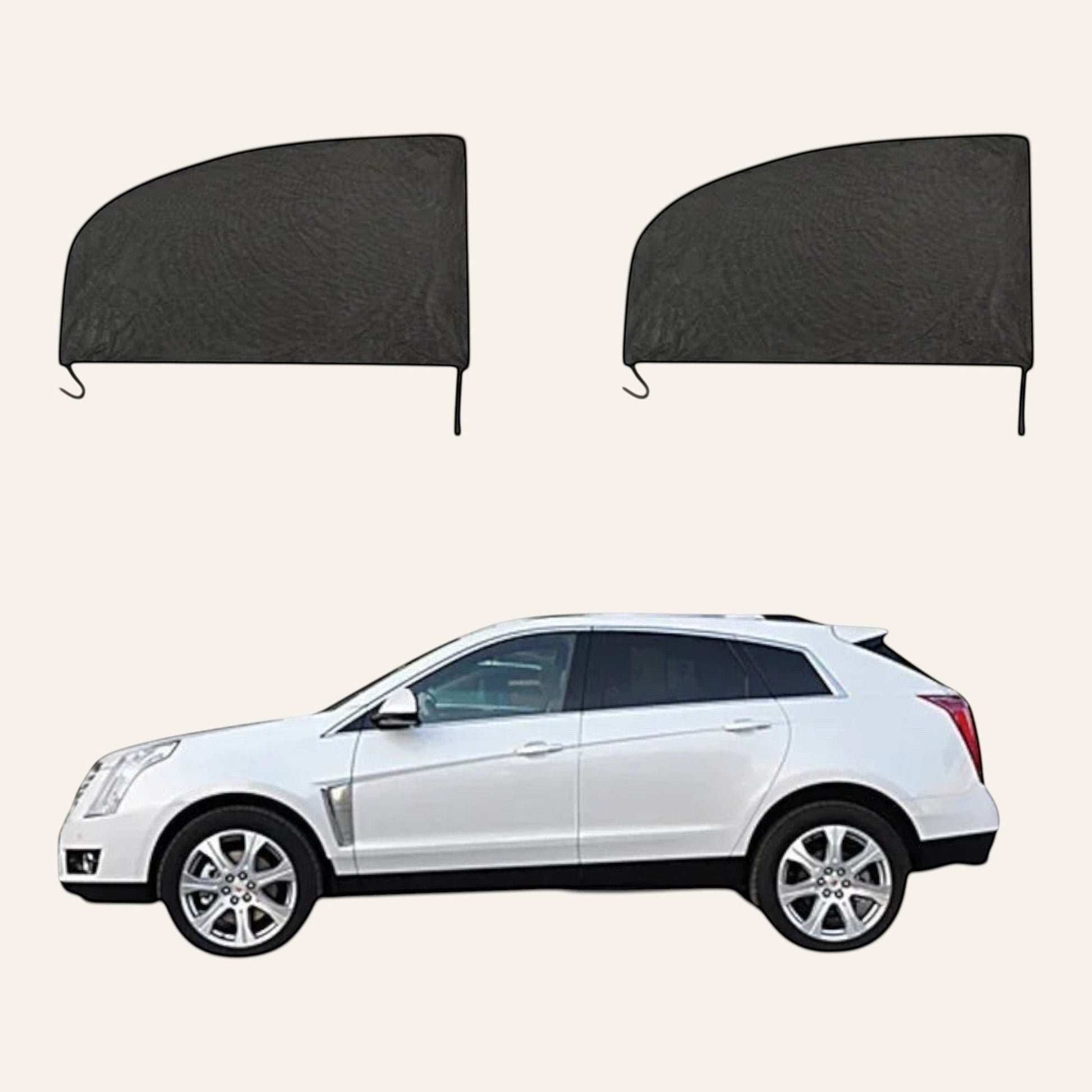 Elevate Automotive set of 4 black mesh window shades for car rear side windows, offering UV protection and privacy.