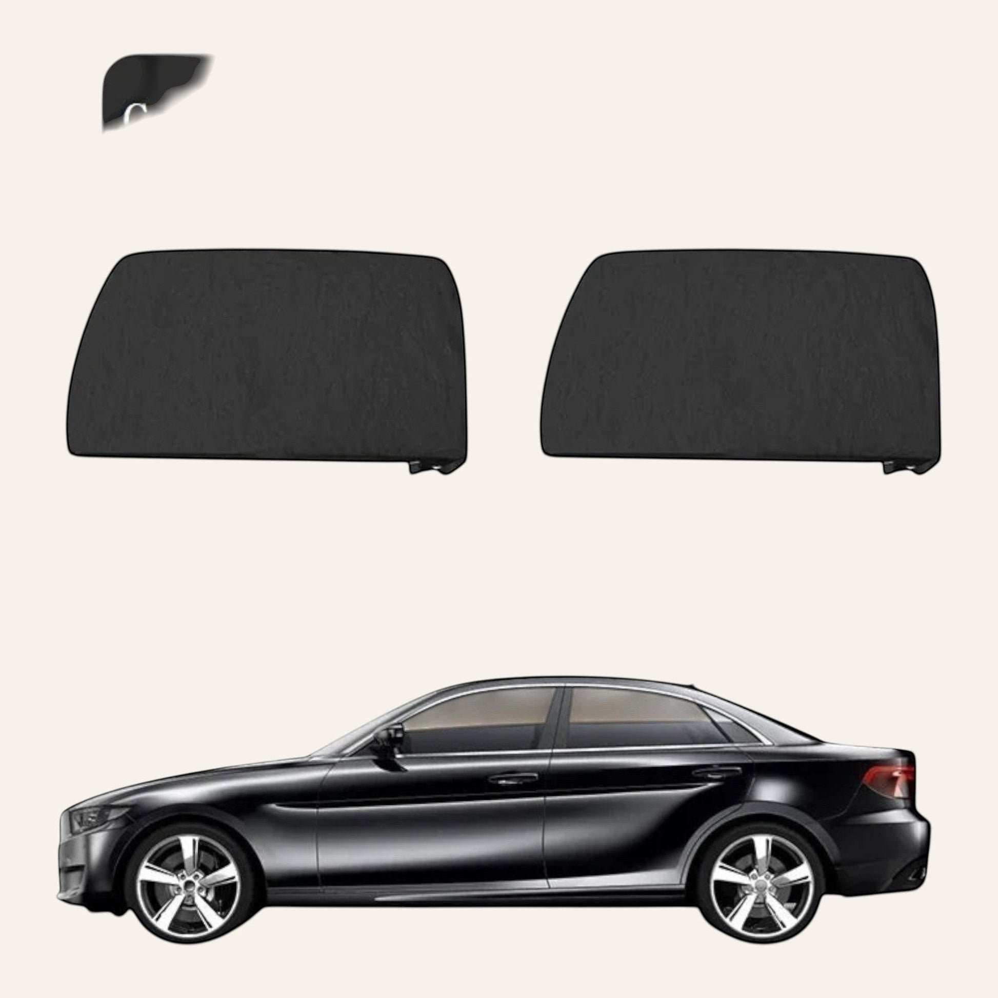 Elevate Automotive set of 4 black mesh window shades for car rear side windows, offering UV protection and privacy.