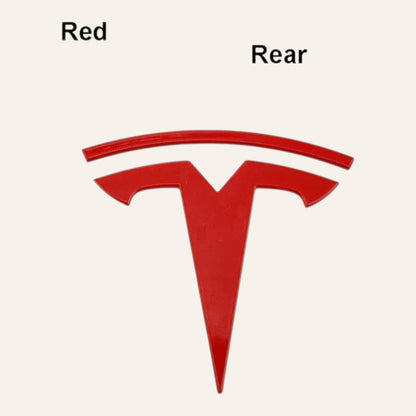 Elevate Automotive red ABS Tesla emblem badge upgrade for Model 3 and Model Y. Set of 2.