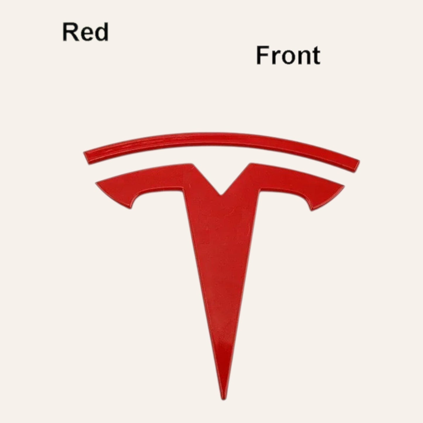 Elevate Automotive red ABS Tesla emblem badge upgrade for Model 3 & Y front and rear.