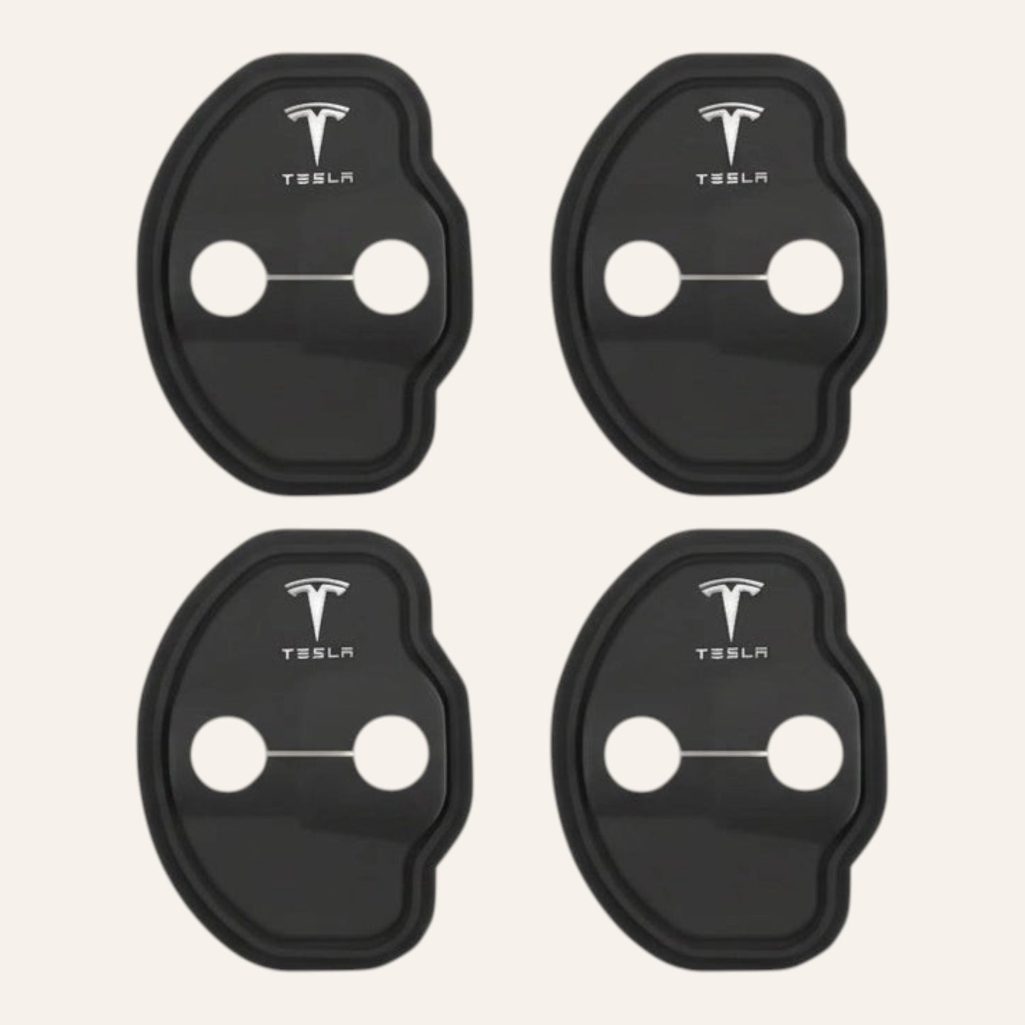 Elevate Automotive black Tesla door lock covers set of 4 for Model 3/Y, protects against scratches.