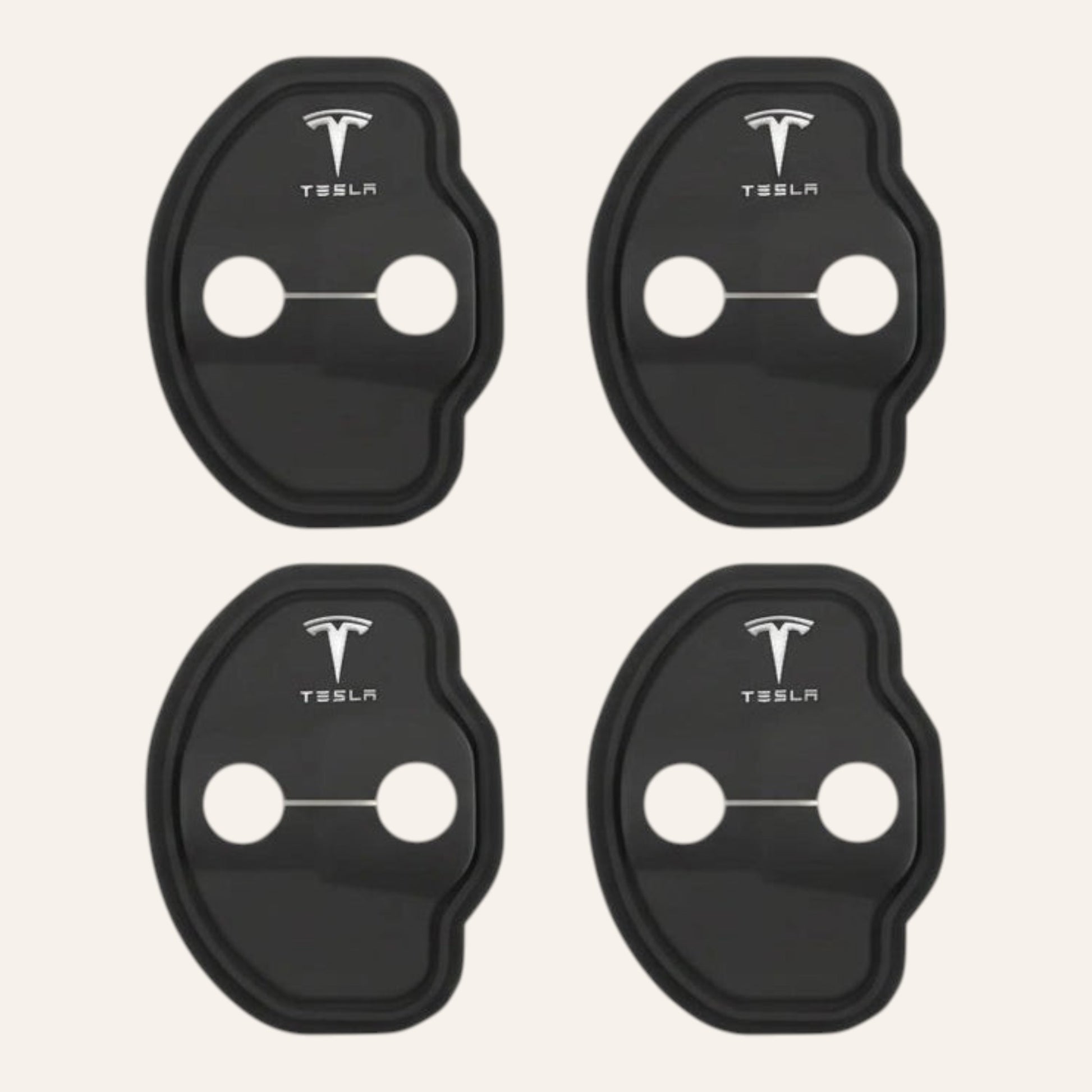 Elevate Automotive black Tesla door lock covers set of 4 for Model 3/Y, protects against scratches.