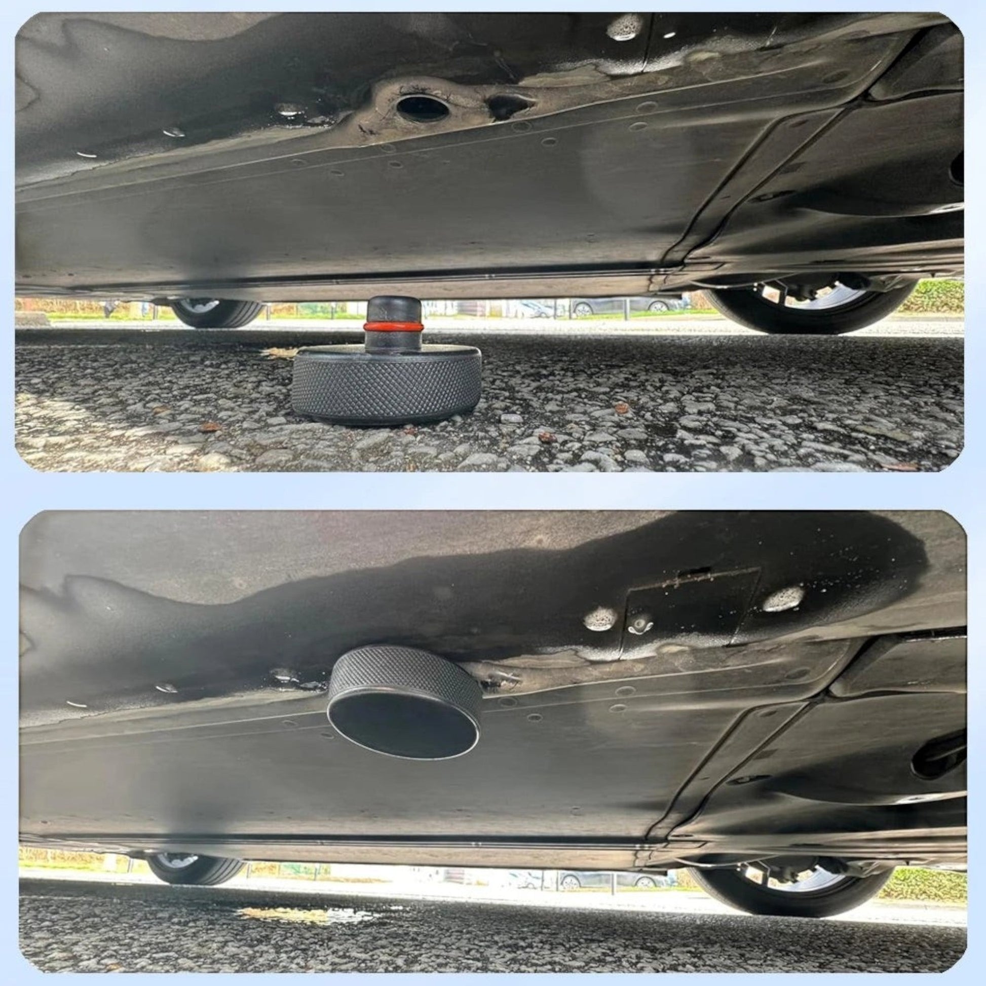 Elevate Automotive Tesla jack lift pad set, black rubber, for Model 3 Y S X safe lifting support.