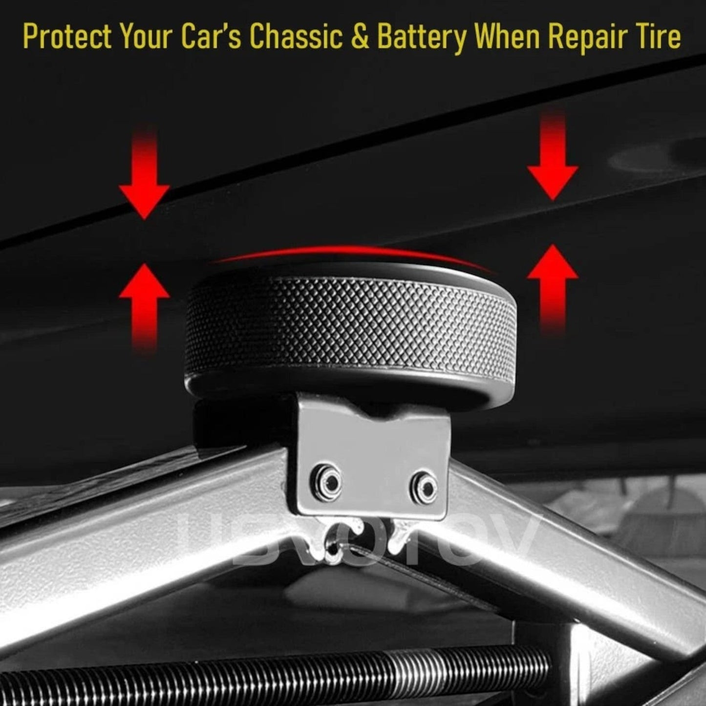 Elevate Automotive Tesla Jack Pad Set, black rubber, protects battery and chassis during lifting.